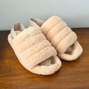 UGG Plush Fuzzy Slide Sandals in Peach